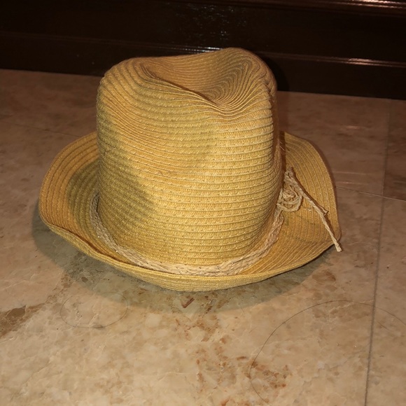 Tan hat with straw band. - Picture 2 of 4